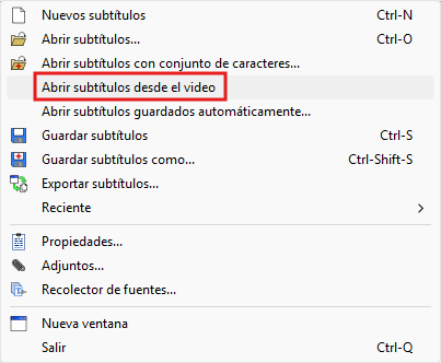 Cargar subs desde vídeo