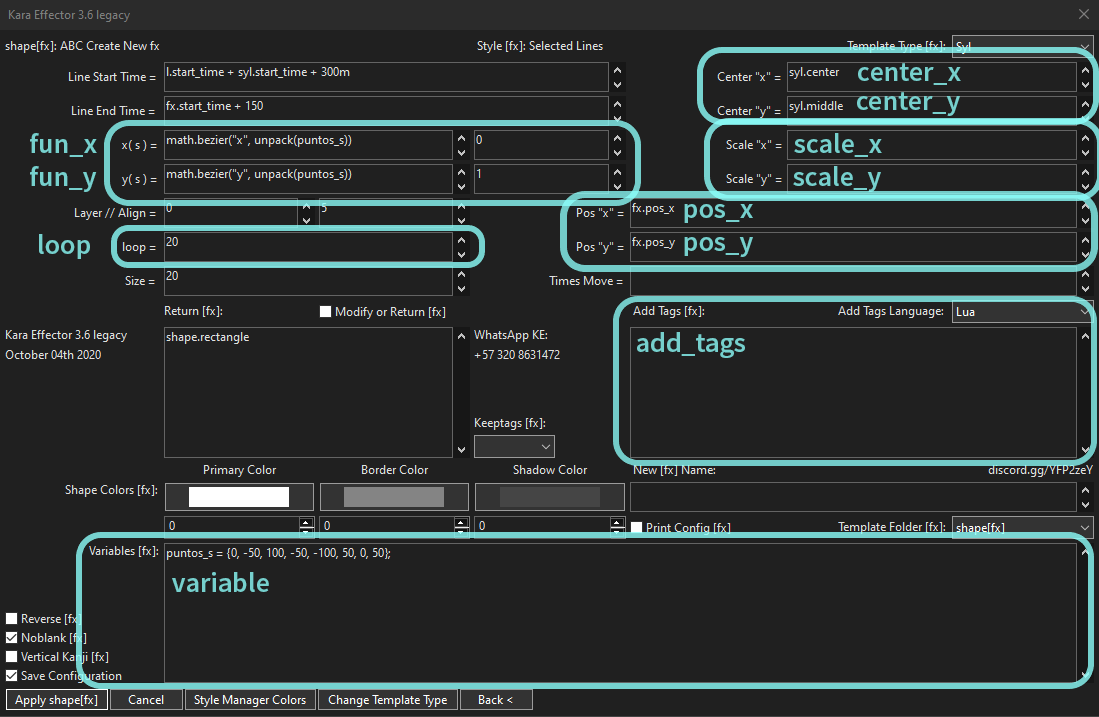 Interfaz de Kara Effector para curvas